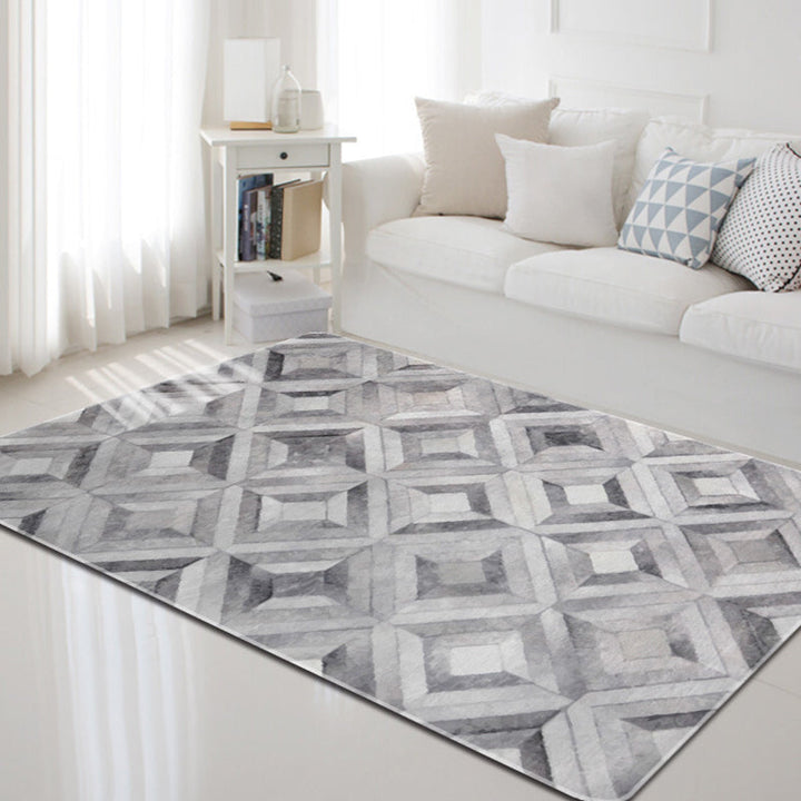 Lisslune | Dark geometric pattern rug Synthetic creative rug Non-slip rug for home decor