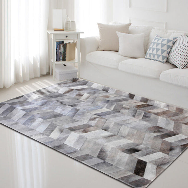 Lisslune | Dark geometric pattern rug Synthetic creative rug Non-slip rug for home decor