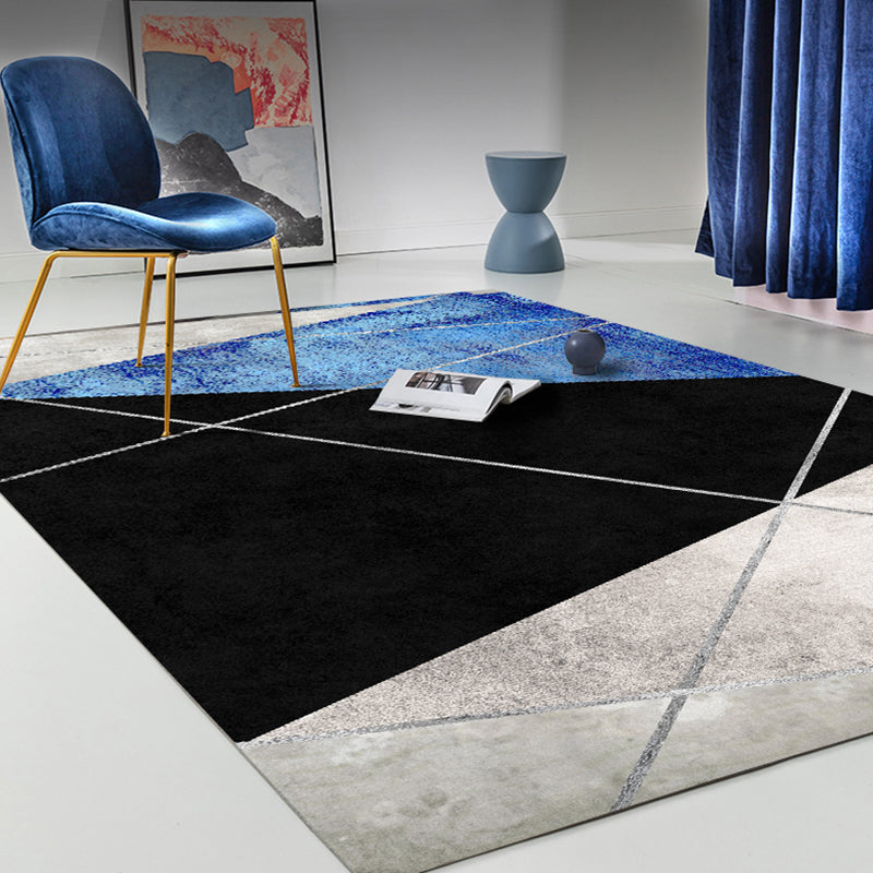 Lisslune | Dark Color Simple Rug Polypropylene Color Block Geometric Carpet Non-Slip Pet-Friendly Rug for Home
