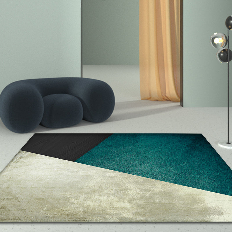 Lisslune | Dark Color Simple Rug Polypropylene Color Block Geometric Carpet Non-Slip Pet-Friendly Rug for Home