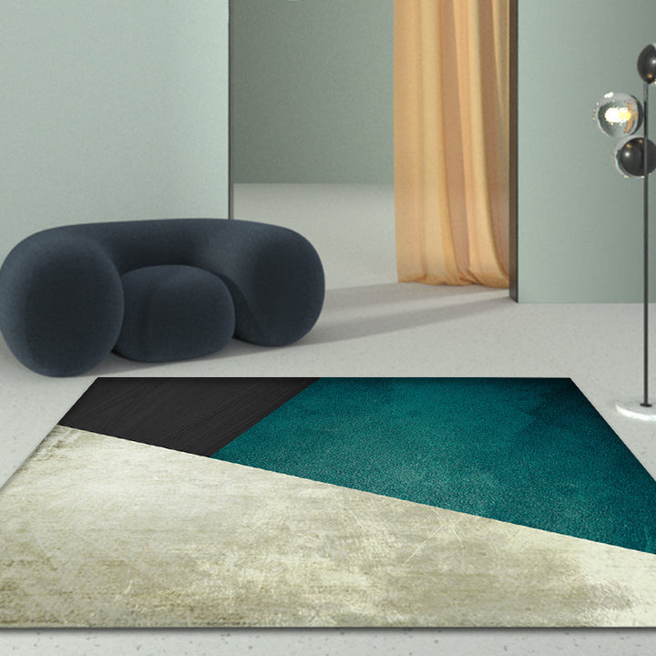 Lisslune | Dark Color Simple Rug Polypropylene Color Block Geometric Carpet Non-Slip Pet-Friendly Rug for Home
