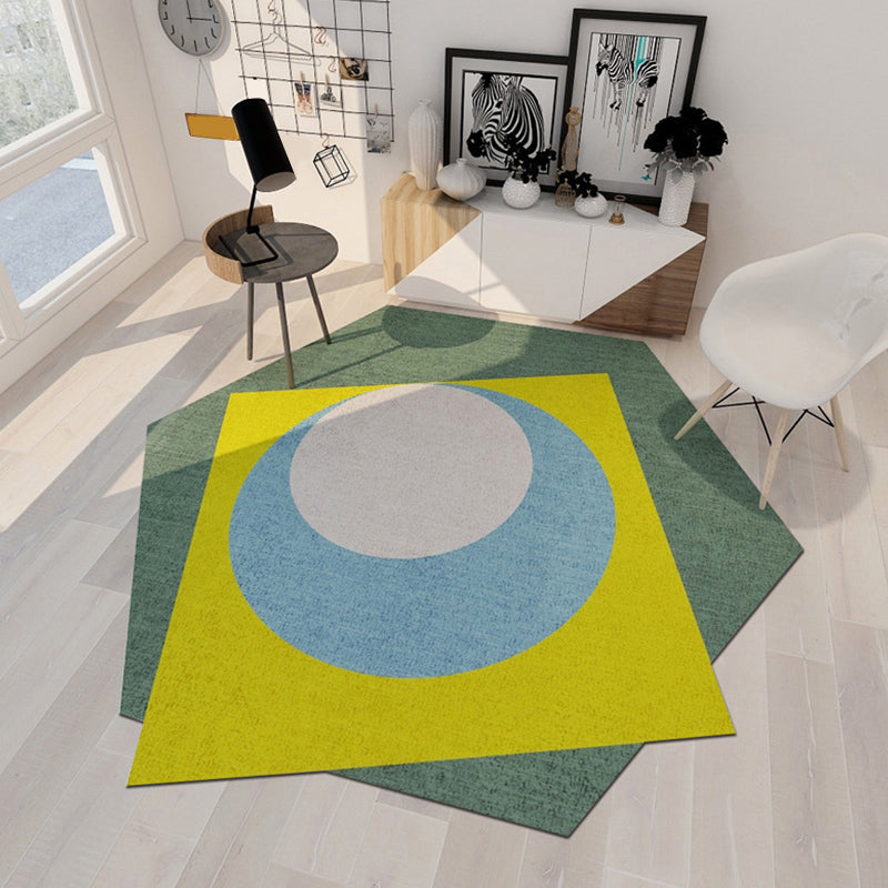 Lisslune | Irregular Geometric Patchwork Rug Soft Color Novelty Carpet Synthetic Non-Slip Rug for Bedroom
