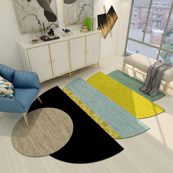 Lisslune | Irregular Geometric Patchwork Rug Soft Color Novelty Carpet Synthetic Non-Slip Rug for Bedroom