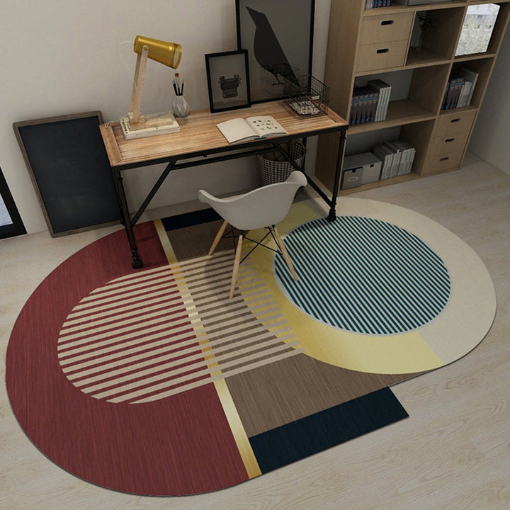 Lisslune | Irregular Geometric Patchwork Rug Soft Color Novelty Carpet Synthetic Non-Slip Rug for Bedroom