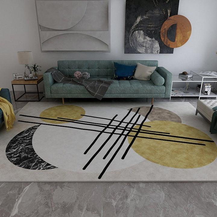 Lisslune | Stylish Thick Area Rug Multicolored Circle Pattern Rug Machine Washable Carpet for Bedroom