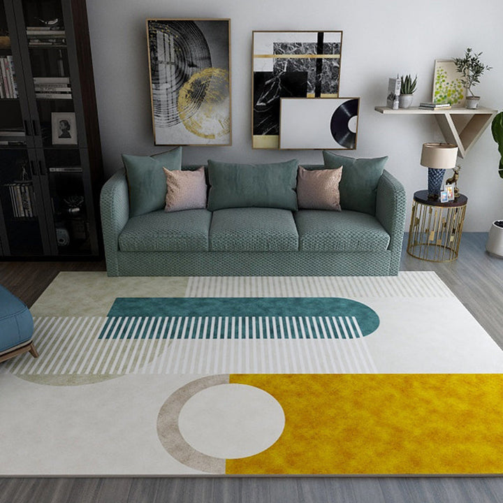Lisslune | Stylish Thick Area Rug Multicolored Circle Pattern Rug Machine Washable Carpet for Bedroom