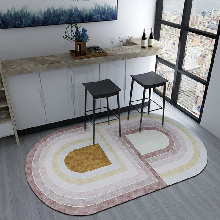 Lisslune | Novelty Shaped Geometric Pattern Rug Dark Color Modern Carpet Polypropylene Pet Friendly Non-Slip Rug for Student Housing