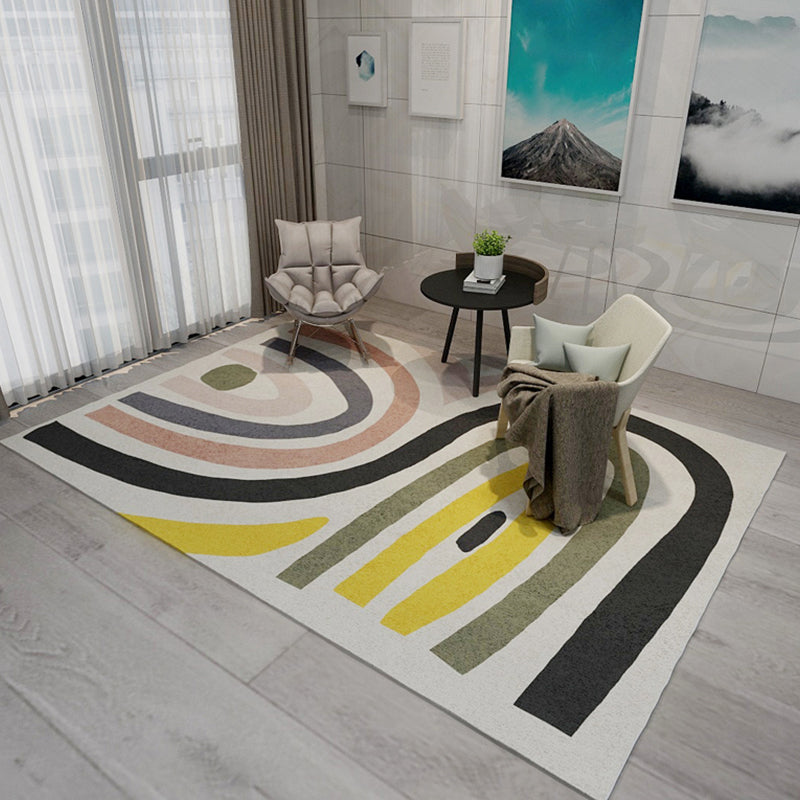 Lisslune | Bold Living Room Rug Modern Color Blocking Rug Synthetic Stain Resistant Non-Slip Backing Rug