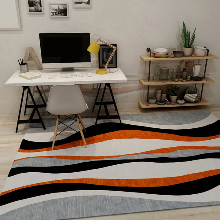 Lisslune | Bold Living Room Rug Modern Color Blocking Rug Synthetic Stain Resistant Non-Slip Backing Rug