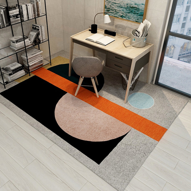Lisslune | Bold Living Room Rug Modern Color Blocking Rug Synthetic Stain Resistant Non-Slip Backing Rug