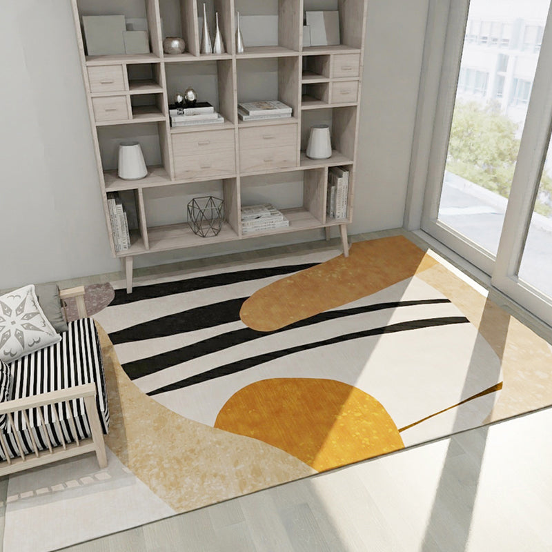 Lisslune | Bold Living Room Rug Modern Color Blocking Rug Synthetic Stain Resistant Non-Slip Backing Rug