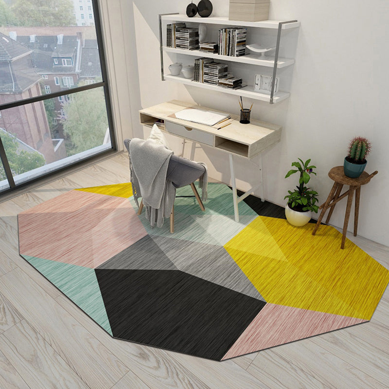 Lisslune | Cool Geometric Rug Multicolor Trendy Rug Polyester Non-Slip Easy-Care Rug for the Living Room