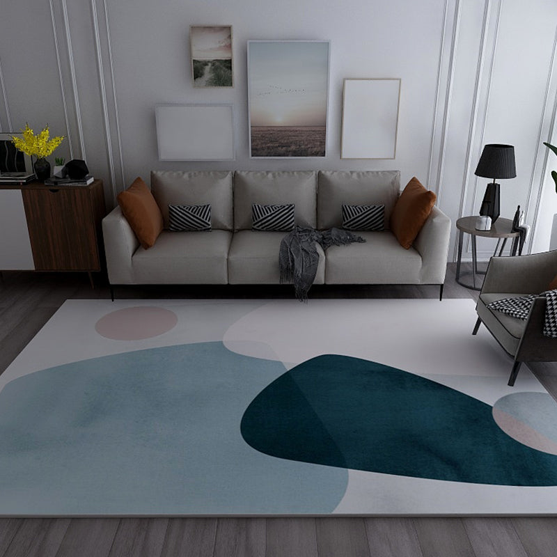 Lisslune | Morandi Color Living Room Rug Creative Geometric Pattern Rug Polyester Non-Slip Washable Area Rug