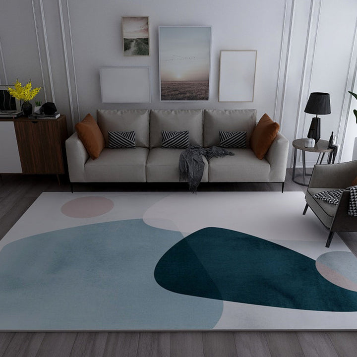 Lisslune | Morandi Color Living Room Rug Creative Geometric Pattern Rug Polyester Non-Slip Washable Area Rug