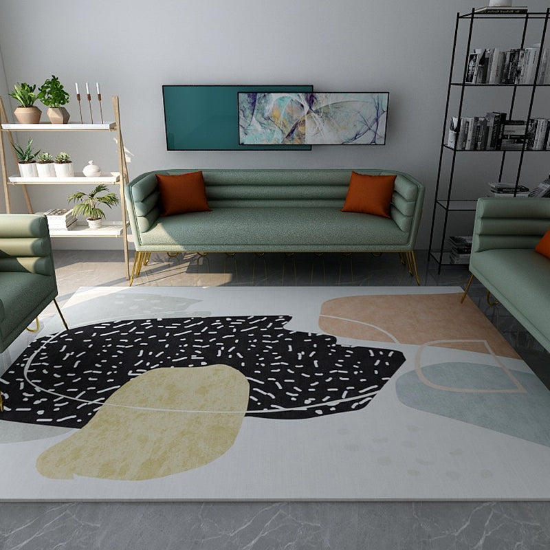 Lisslune | Morandi Color Living Room Rug Creative Geometric Pattern Rug Polyester Non-Slip Washable Area Rug