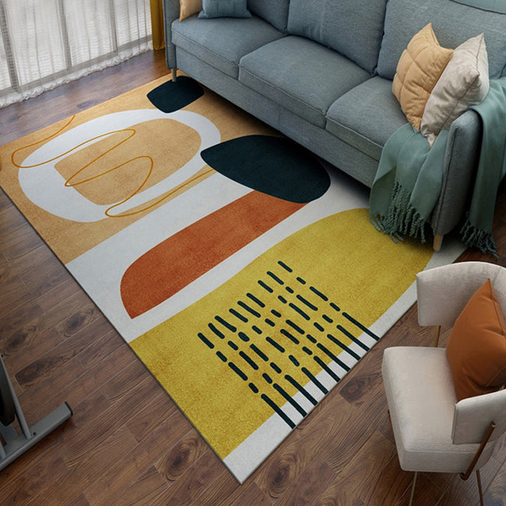 Lisslune | Multi Color Bold Area Rug Synthetics Colorblock Abstract Carpet Stain Resistant Non-Slip Rug for Room