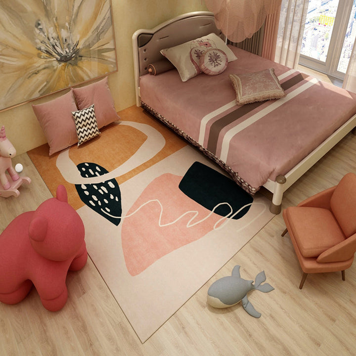 Lisslune | Multi Color Bold Area Rug Synthetics Colorblock Abstract Carpet Stain Resistant Non-Slip Rug for Room