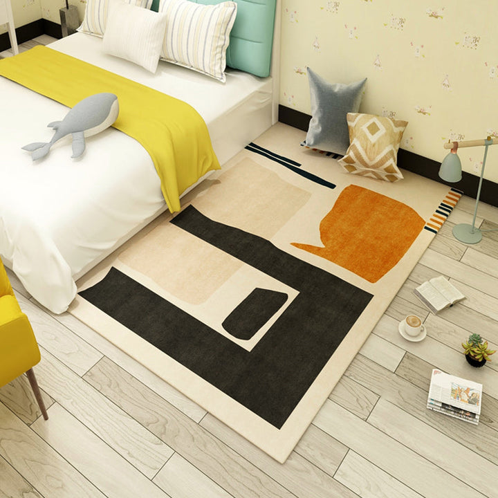 Lisslune | Multi Color Bold Area Rug Synthetics Colorblock Abstract Carpet Stain Resistant Non-Slip Rug for Room
