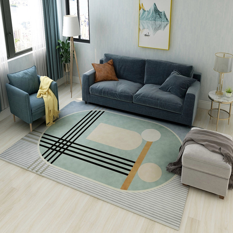 Lisslune | Multi Color Bold Area Rug Synthetics Colorblock Abstract Carpet Stain Resistant Non-Slip Rug for Room