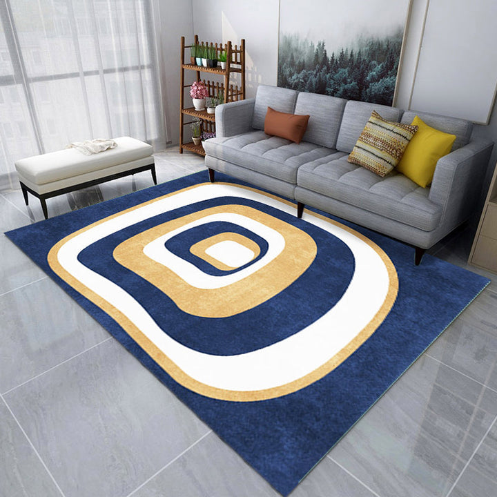 Lisslune | Creative Color Block Print Carpet Multicolor Modern Style Rug Polyester Non-Slip Backing Carpet for Home