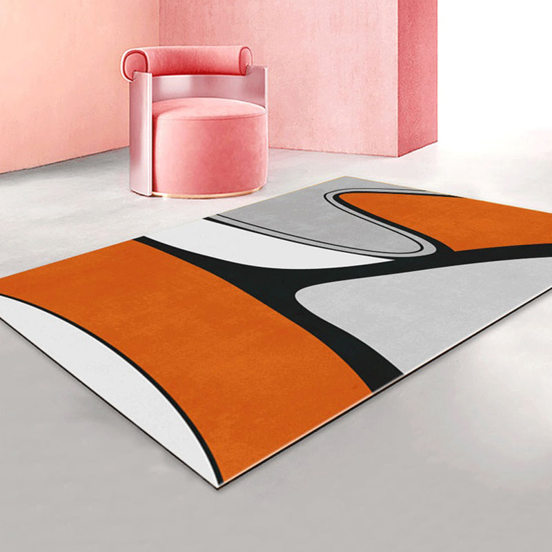 Lisslune | Creative Color Block Print Carpet Multicolor Modern Style Rug Polyester Non-Slip Backing Carpet for Home