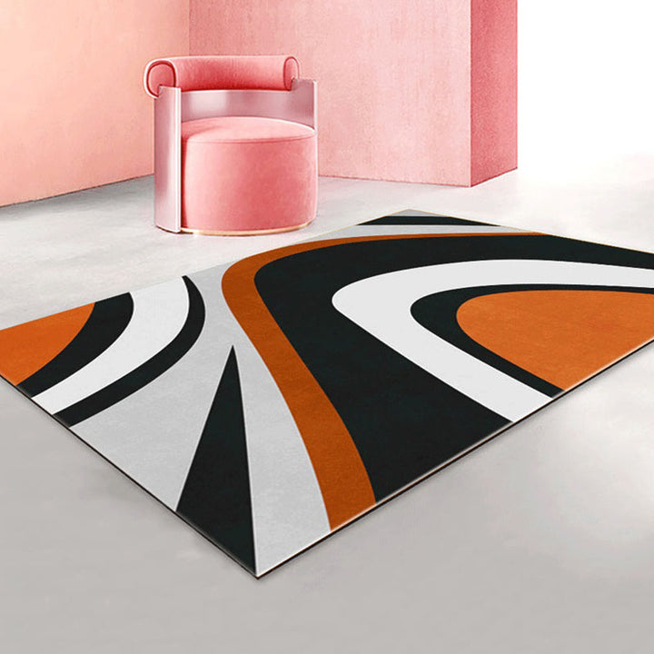 Lisslune | Creative Color Block Print Carpet Multicolor Modern Style Rug Polyester Non-Slip Backing Carpet for Home