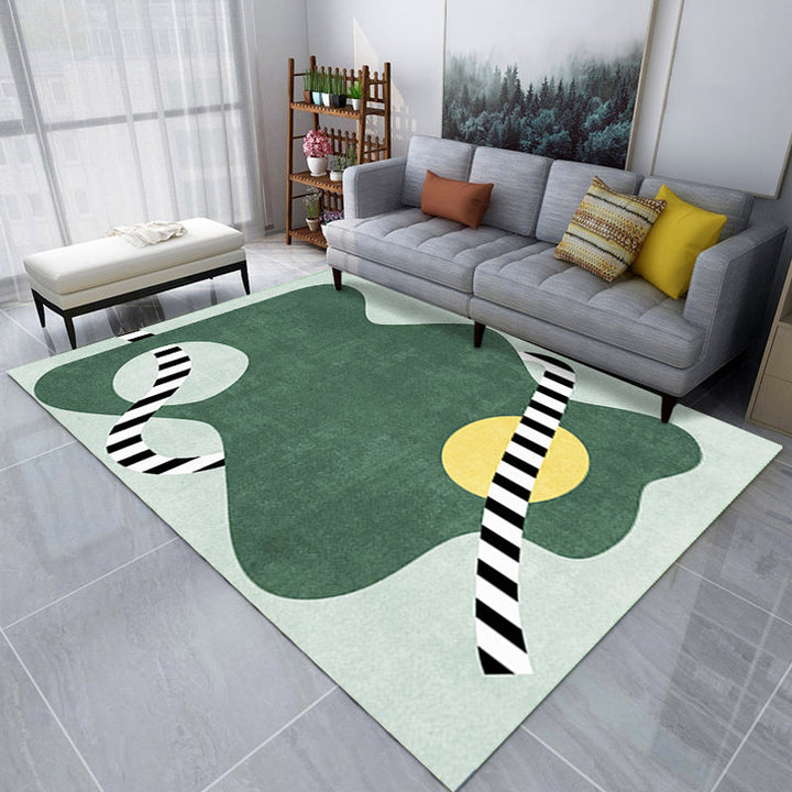 Lisslune | Creative Color Block Print Carpet Multicolor Modern Style Rug Polyester Non-Slip Backing Carpet for Home
