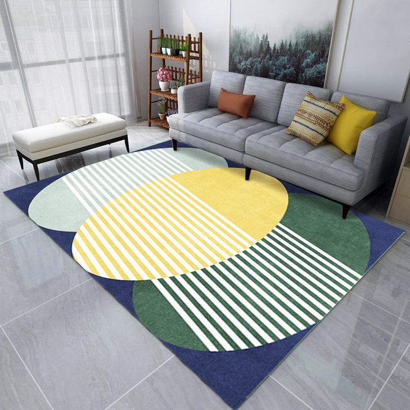 Lisslune | Creative Color Block Print Carpet Multicolor Modern Style Rug Polyester Non-Slip Backing Carpet for Home