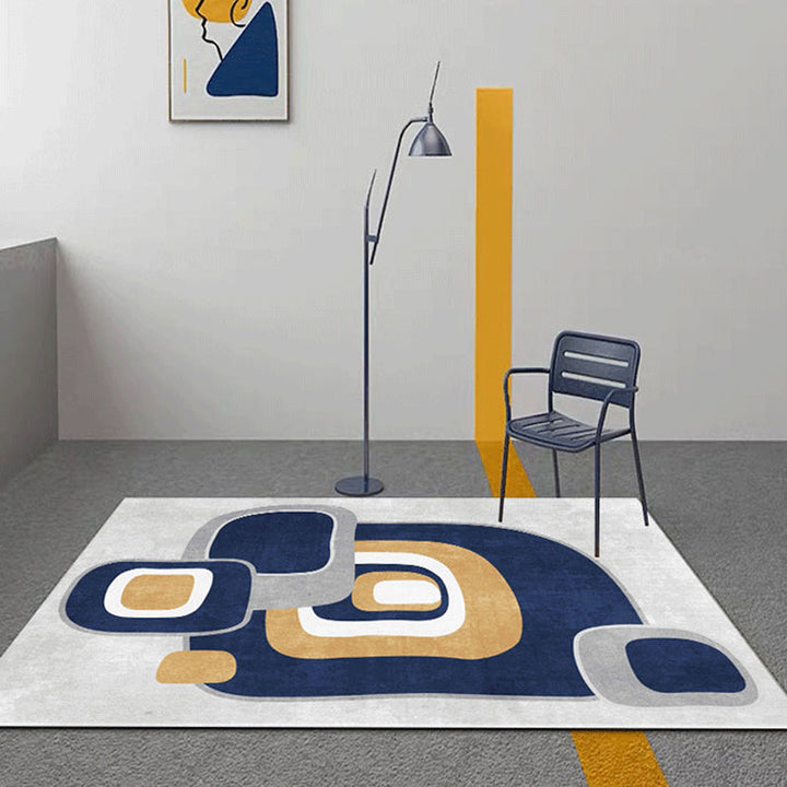 Lisslune | Creative Color Block Print Carpet Multicolor Modern Style Rug Polyester Non-Slip Backing Carpet for Home