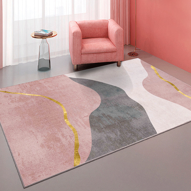 Lisslune | Soft Trendy Indoor Dress Multi Color Abstract Pattern Dress Stain Resistant Washable Carpet for Living Room