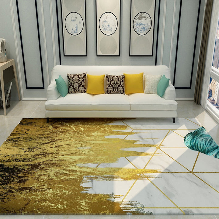 Lisslune | Cyberpunk Living Room Carpet Multi Color Abstract Foil Streams Carpet Polyester Machine Washable Area Rug