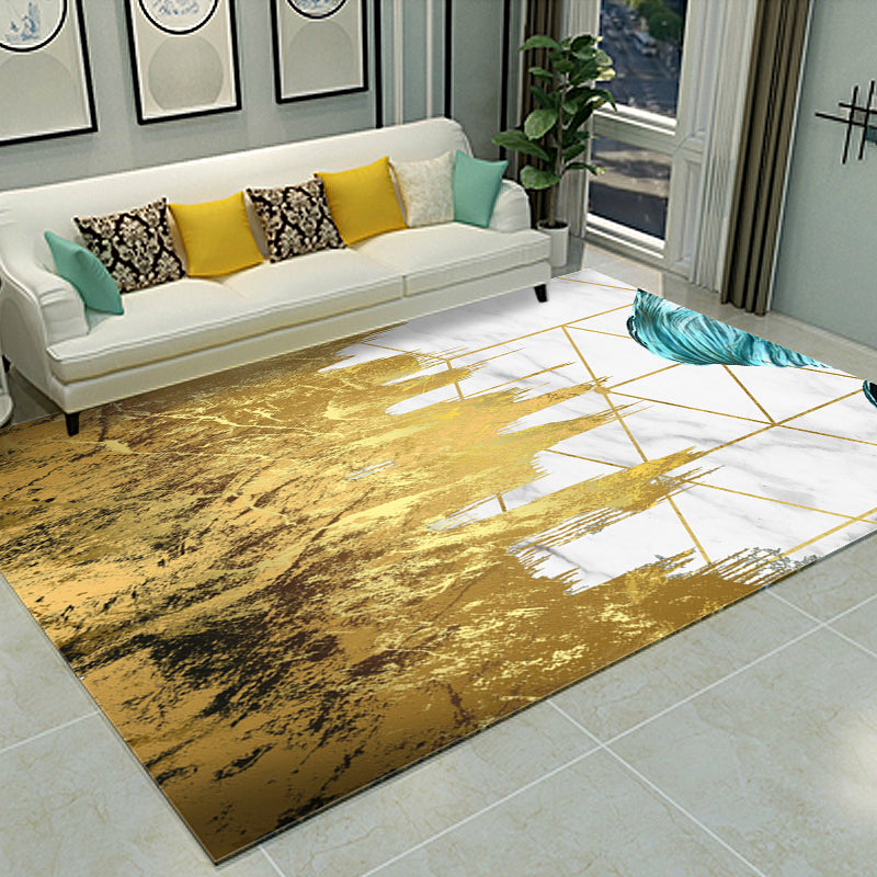 Lisslune | Cyberpunk Living Room Carpet Multi Color Abstract Foil Streams Carpet Polyester Machine Washable Area Rug