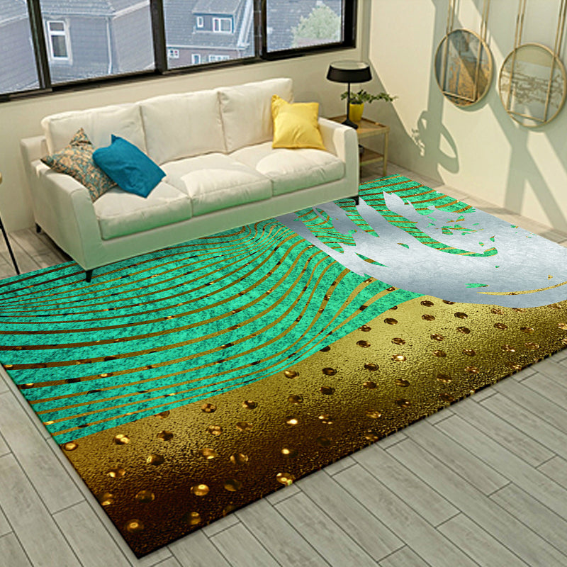 Lisslune | Cyberpunk Living Room Carpet Multi Color Abstract Foil Streams Carpet Polyester Machine Washable Area Rug