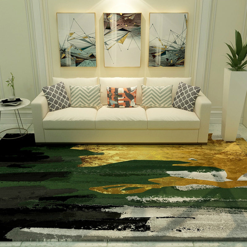 Lisslune | Cyberpunk Living Room Carpet Multi Color Abstract Foil Streams Carpet Polyester Machine Washable Area Rug