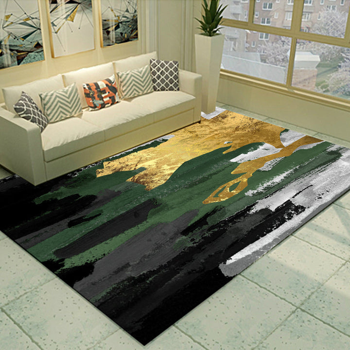 Lisslune | Cyberpunk Living Room Carpet Multi Color Abstract Foil Streams Carpet Polyester Machine Washable Area Rug
