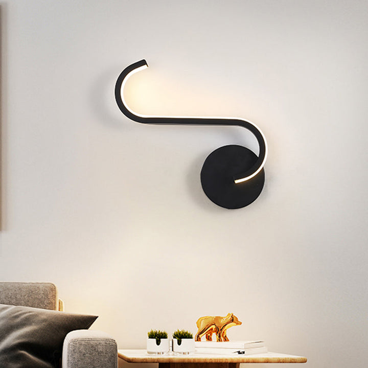 Skørter | Parallel Rod/Twisted/Curved LED Wall Lamp Minimalist Metal Black Wall-Mounted Light in Warm/White Light for Hotel