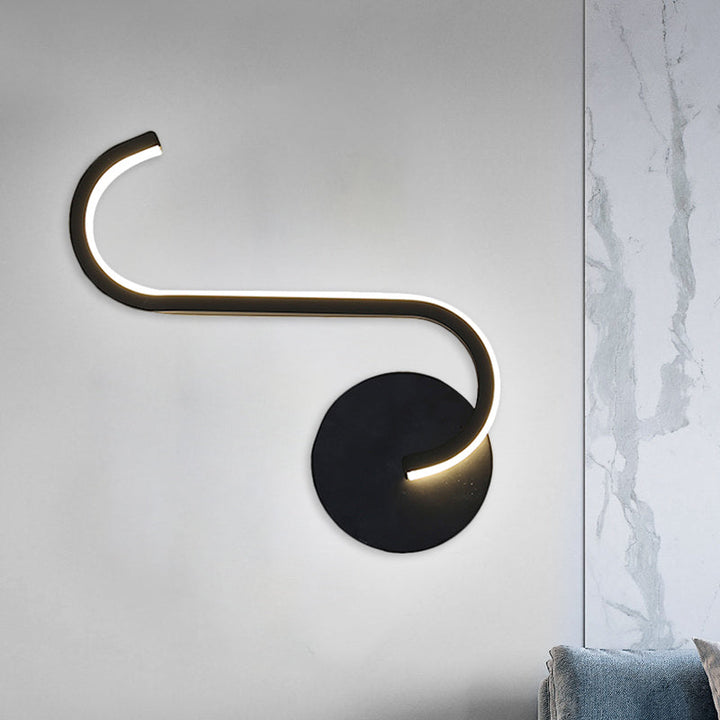Skørter | Parallel Rod/Twisted/Curved LED Wall Lamp Minimalist Metal Black Wall-Mounted Light in Warm/White Light for Hotel