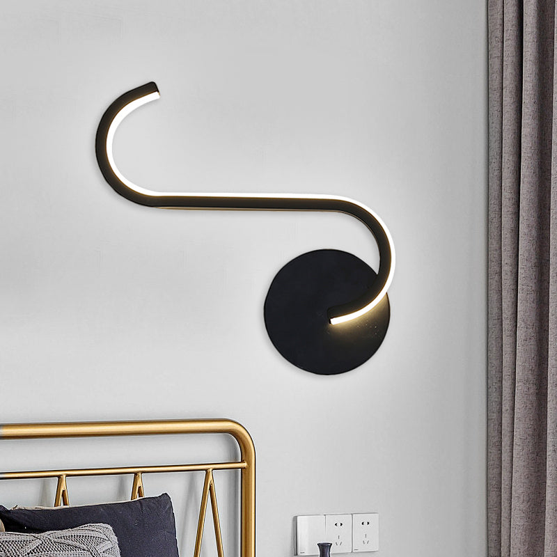 Skørter | Parallel Rod/Twisted/Curved LED Wall Lamp Minimalist Metal Black Wall-Mounted Light in Warm/White Light for Hotel