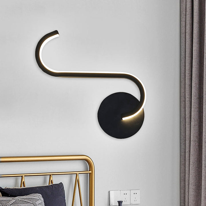 Skørter | Parallel Rod/Twisted/Curved LED Wall Lamp Minimalist Metal Black Wall-Mounted Light in Warm/White Light for Hotel
