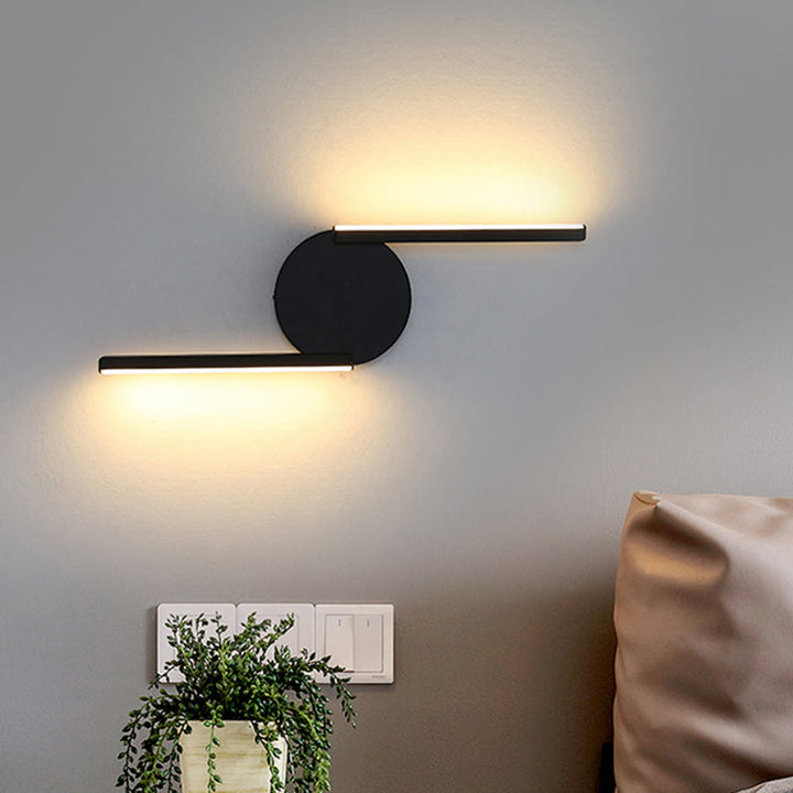 Skørter | Parallel Rod/Twisted/Curved LED Wall Lamp Minimalist Metal Black Wall-Mounted Light in Warm/White Light for Hotel