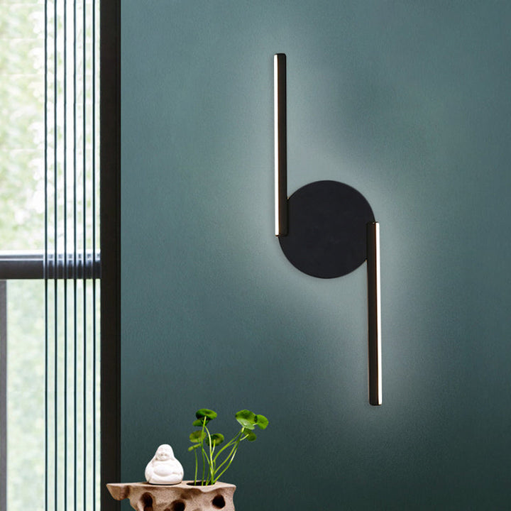 Skørter | Parallel Rod/Twisted/Curved LED Wall Lamp Minimalist Metal Black Wall-Mounted Light in Warm/White Light for Hotel
