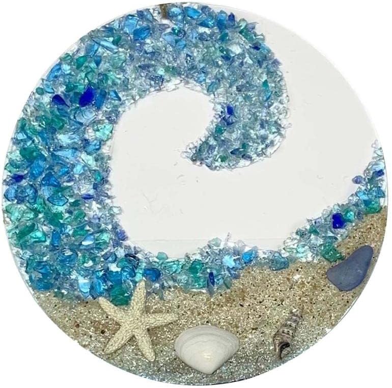 Lisslune | Sea glass sun catcher - Ocean breaking wave beach ornament