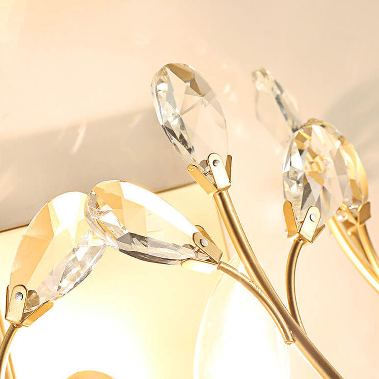 Lisslune | Luminis Wall Light | Luxury Crystal Design | Leaf Motif | 1-Bulb & Modern