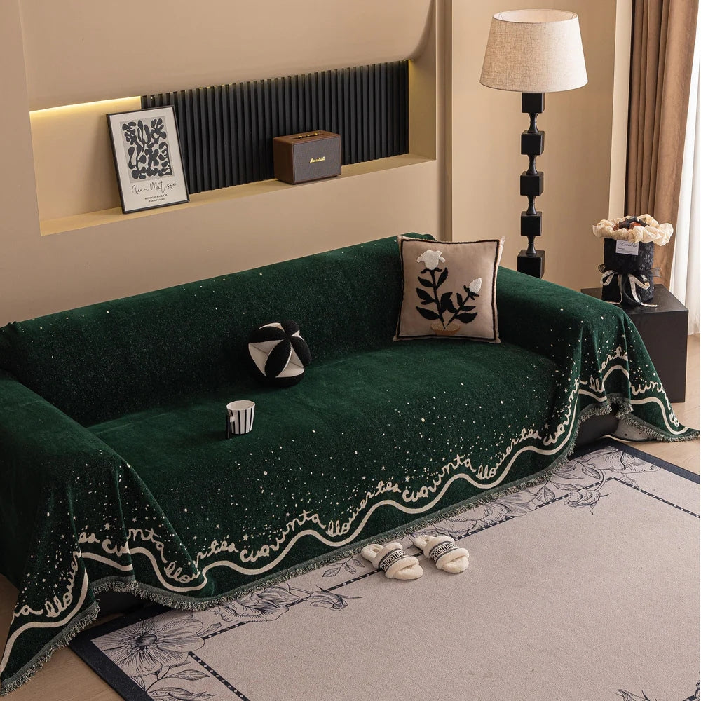 Lisslune | Cursive Glittering Chenille Sofa Cover