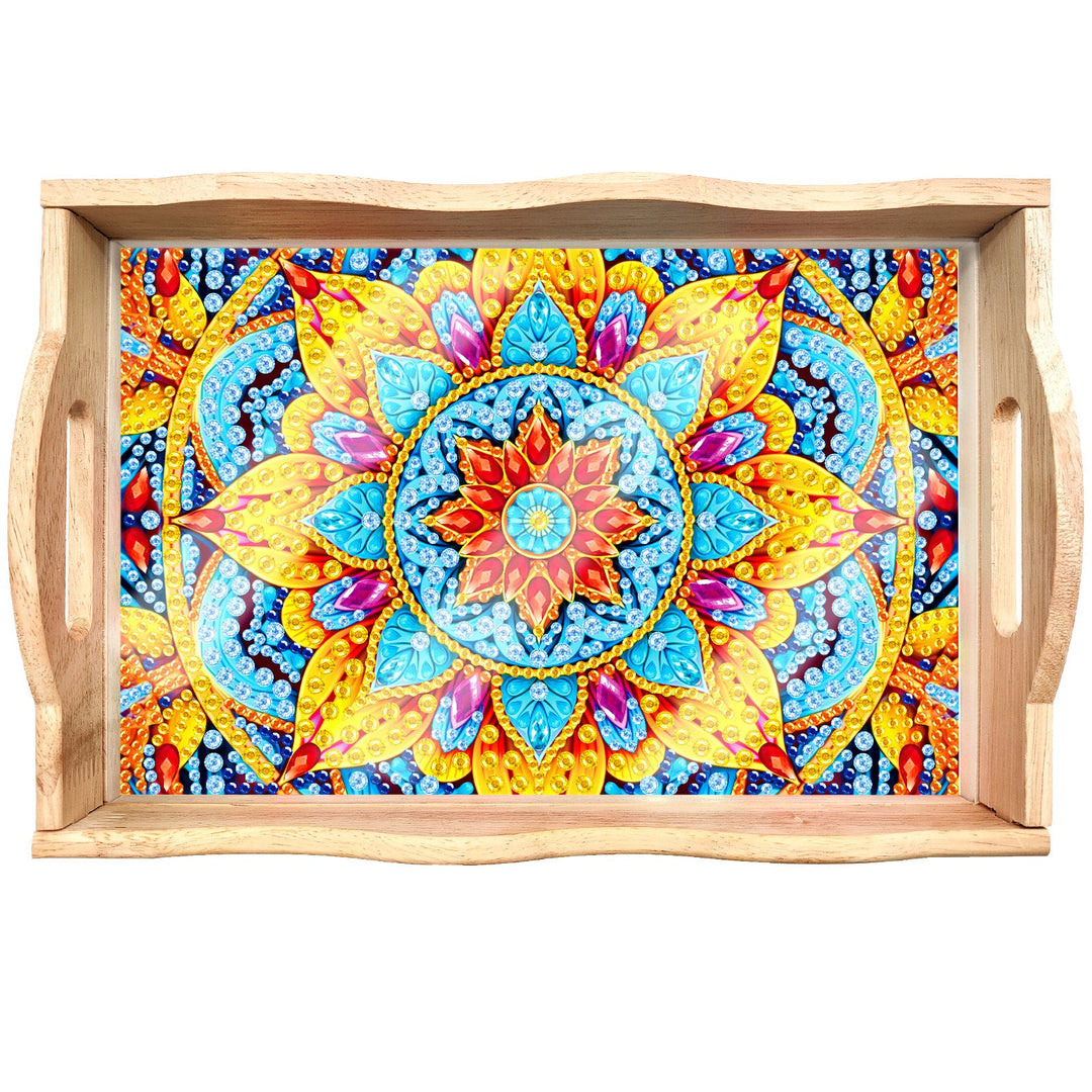 Lisslune | DIY Diamond Painting Wooden Tray Food Tray with Handle Living Room Decoration Mandala Wooden Tray Kit