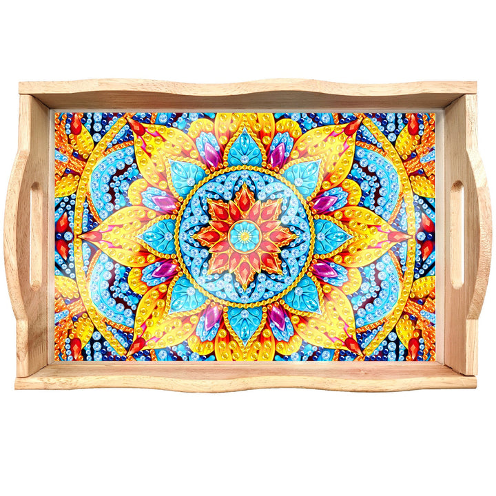 Lisslune | DIY Diamond Painting Wooden Tray Food Tray with Handle Living Room Decoration Mandala Wooden Tray Kit