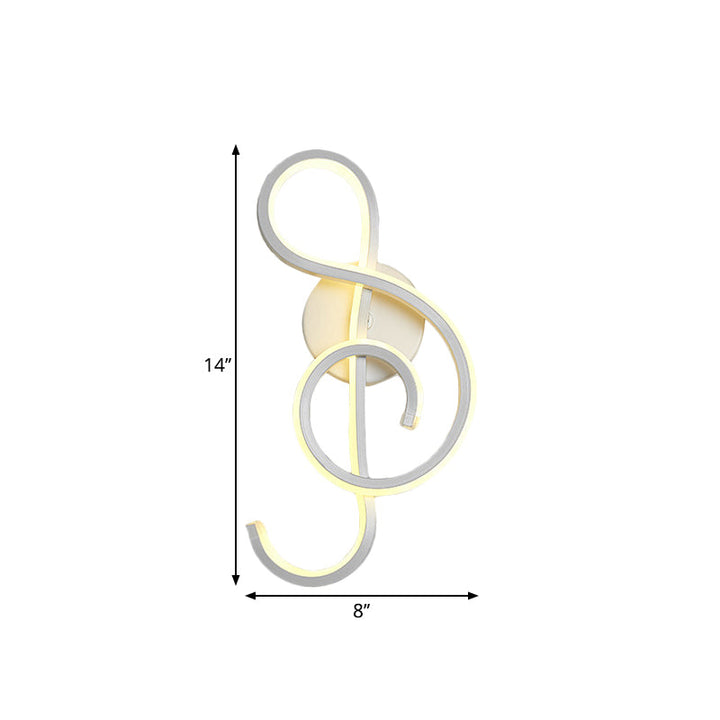 Lisslune | Nordic LED Wall Light White Snake/Musical Note/Braided Wall Mount Light with Acrylic Shade for Living Room
