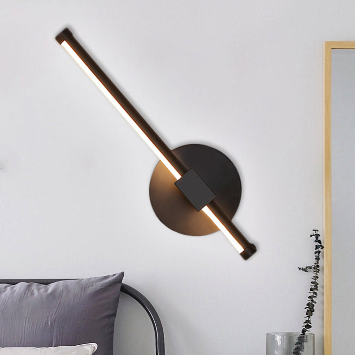 Lisslune | Black Slim Rod LED Wall Lamp Minimalistic Aluminum Wall Light in Warm/White Light