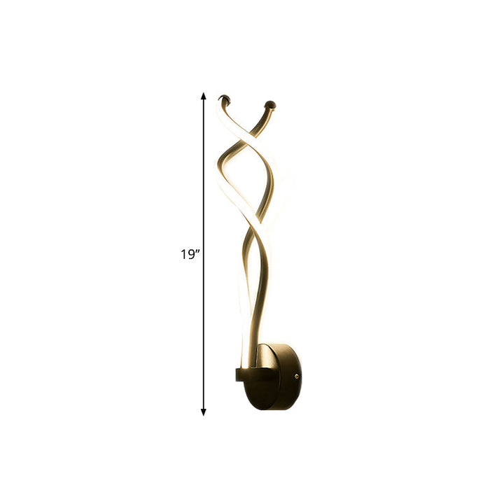Lisslune | Minimalistic Twisted Wall Lighting Metal Living Room LED Wall Lamp in Black/White