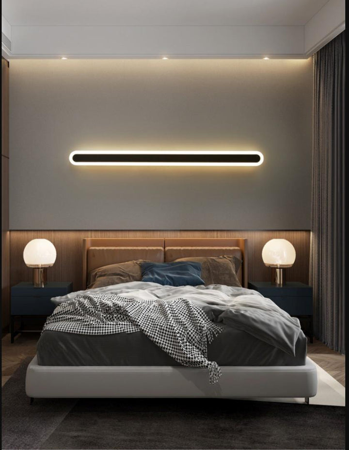 Skørter | Extended Bar Bedroom Flush Wall Light Acrylic 16"/23.5"/31.5" W LED Nordic Wall Light in Warm/White Light, Black/White